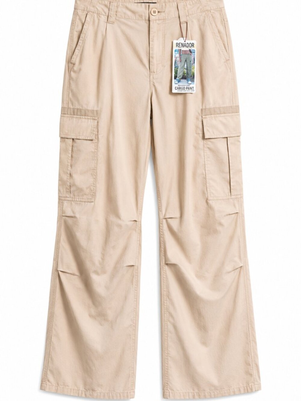 Size 3 Womens Cotton Khaki Cargo A-Line Pants Utility Pockets Lightweight